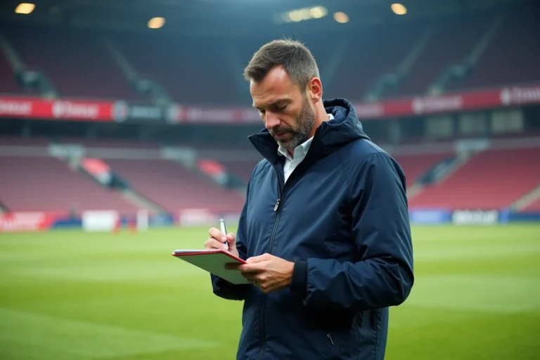 Journaliste rugby homme en extérieur au stade Clermont